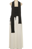 Black Sexy Solid Color Irregular Contrast Strapless Sleeveless Three Pieces