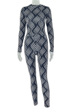 Black Casual Stripe Patchwork O Neck Long Sleeve Two Pieces