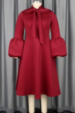 Green Elegant Solid Color Strap Design O Neck Long Dresses