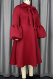 Green Elegant Solid Color Strap Design O Neck Long Dresses
