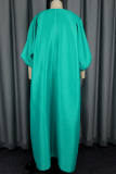 Rose Red Casual Solid Color Ruched V Neck Long Dresses