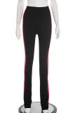 Yellow Casual Contrast Bodycon Conventional Patchwork Bottoms