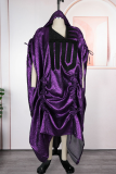 Champagne Casual Solid Color Draw String Ruched V Neck Long Dresses