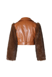 Red Casual Solid Color Zipper Turndown Collar Outerwear