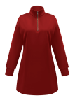 Earth Yellow Casual Solid Color Zipper Zipper Collar Straight Dresses