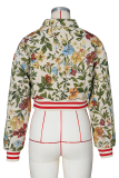 Light Blue Casual Letters Embroidered Turndown Collar Outerwear