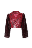 Red Casual Solid Color Zipper Turndown Collar Outerwear