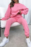 Peach Casual Print Patchwork O Neck Long Sleeve Two Pieces