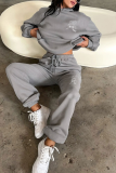 Pink Casual Print Pocket Hooded Long Sleeve Two Pieces