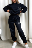 Pink Casual Print Pocket Hooded Long Sleeve Two Pieces