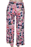 Colour Casual Geometric Print Pocket Plus Size