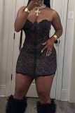 Leopard Print Sexy Leopard Print Patchwork Strapless Wrapped Skirt Dresses