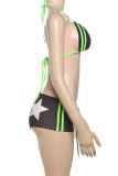Green Sexy Digital Contrast Swimwears