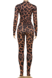 Leopard Print Casual Leopard Print Patchwork O Neck Long Sleeve Two Pieces