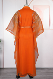 Green Casual Solid Color With Belt Turndown Collar Long Sleeve Two Pieces