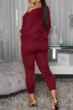 Light Purple Casual Solid Color Patchwork O Neck Half Sleeve Two Pieces
