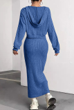 Light Gray Casual Solid Color Patchwork V Neck Long Sleeve Two Pieces