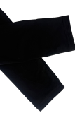 Black Casual Solid Color Pocket O Neck Long Sleeve Two Pieces