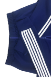 Deep Blue Casual Stripe Contrast Zipper Collar Long Sleeve Two Pieces
