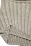 Light Gray Casual Solid Color Patchwork V Neck Long Sleeve Two Pieces