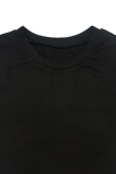 Black Casual Solid Color Pocket O Neck Long Sleeve Two Pieces