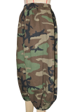 Leopard Print Casual Camouflage Print Ruched Loose Wide Leg Full Print Bottoms