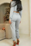 Black Leopard Print Paneled Two Piece Set Zipper Collar Waist Casual Fashion Outfit