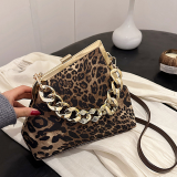 Deep Coffee Daily Leopard Print Chains Bags
