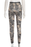 Apricot Casual Print Bow Decor Skinny Conventional Full Print Bottoms