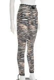 Apricot Casual Print Bow Decor Skinny Conventional Full Print Bottoms