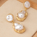 Gold Double-Layer Pearl Earrings Retro Niche Design Fashion Jewelry