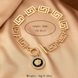 Gold Geometric Pattern Pendant Anklet Retro Luxury Fashion Jewelry