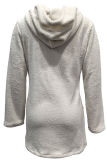 White Casual Leopard Print Contrast Hooded Outerwear