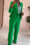 White Business Wear Office lady Solid Color Patchwork Turn-back Collar Long Sleeve Two Pieces