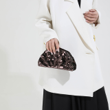 Pink Shiny Ruched Fan Bag Chain-Strap Crossbody Clutch Purse