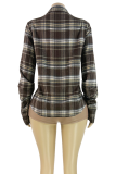Black Y2K Deep V Plaid Shirt Oversized Asymmetric Design Casual Top