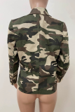 Camouflage Street Style Double Breasted Blazer Graphic Print Casual Office Top