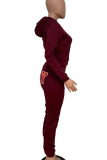 Black Casual Letters Contrast Hooded Long Sleeve Two Pieces