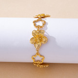 Gold Flower Cutout Bracelet 3D Texture Fashion Decor Jewelry