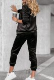 Apricot Casual Solid Color Zipper Zipper Collar Long Sleeve Two Pieces