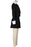 Black Sleek Blazer Pleated Skirt Two-piece Chic Office Set