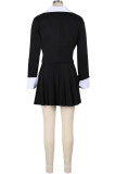Black Sleek Blazer Pleated Skirt Two-piece Chic Office Set