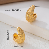 Gold Textured Teardrop Earrings Minimalist Fashion Ear Accessories