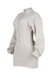 Black Stand-Collar Zip Oversized Sweatshirt Dress Fitted Mini
