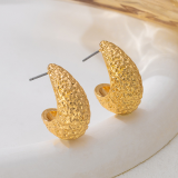 Gold Textured Teardrop Earrings Minimalist Fashion Ear Accessories