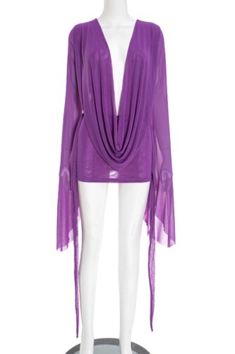 Purple Sexy Hot Club Nightclub Solid Color V Neck Dresses