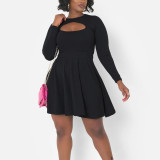 Black Sexy Casual Daily Party Y2k Solid Color O Neck A Line Dresses