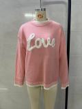 Light Blue Casual Street Daily Y2k Letters Embroidered O Neck Tops