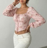 Pink Casual Street Daily Office lady Floral Print Tops