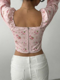 Pink Casual Street Daily Office lady Floral Print Tops